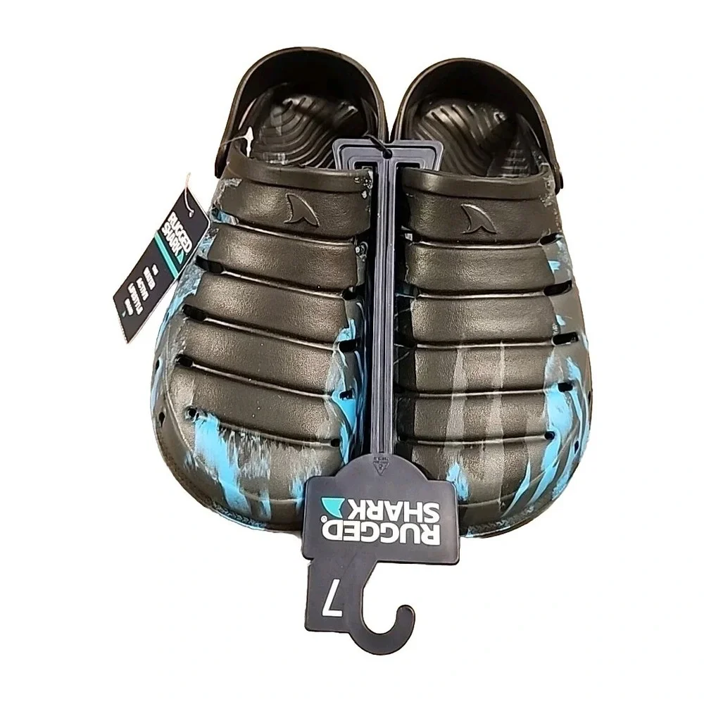 Brand New‎ Sz 7 Rugged Shark Men's Clogs  Black and Blue